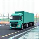 Icon representing a truck crossing a border.